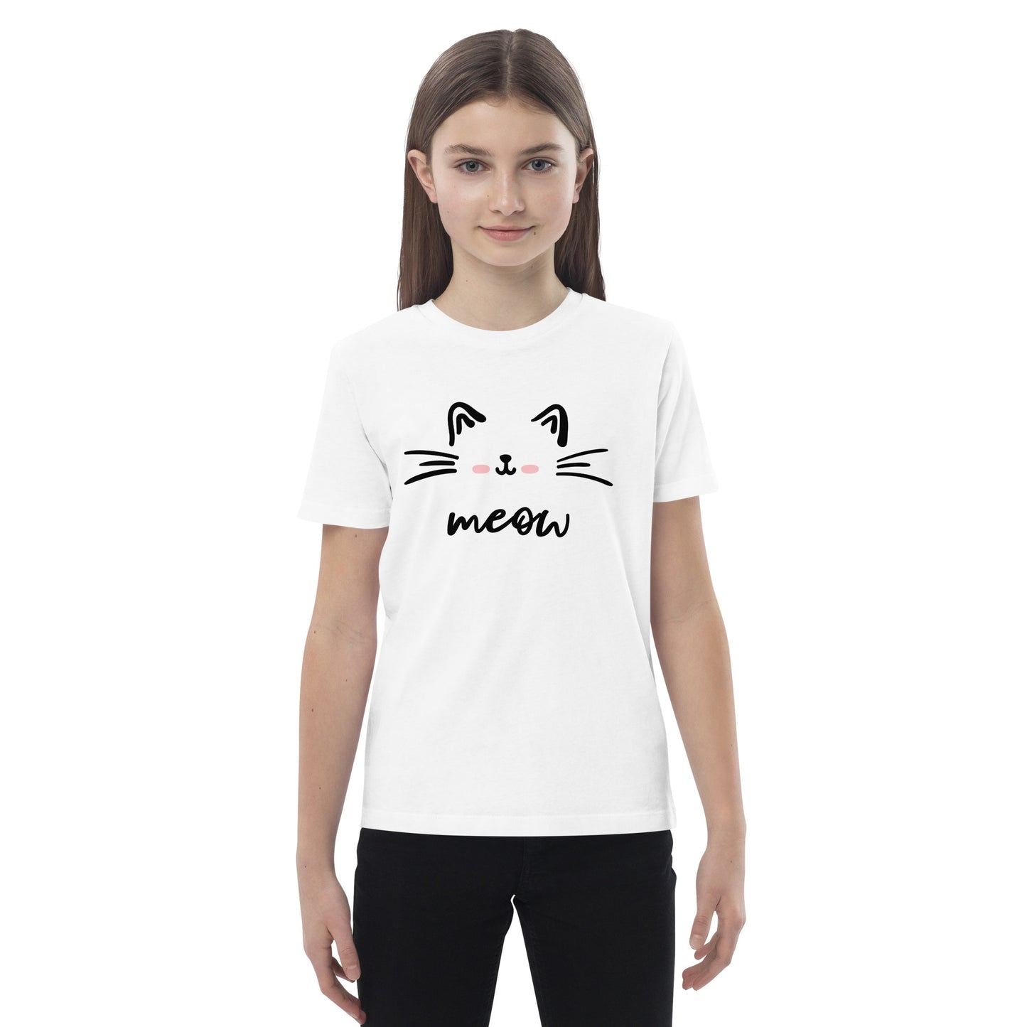 Black-Pink Cat Bio-Baumwoll-T-Shirt für Kinder - Stanley Stella STTK909