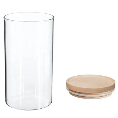 Glas Aufbewahrung mit Holzdeckel und Dichtung - 1l